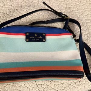 Kate Spade Striped Blue and Coral Crossbody Bag
